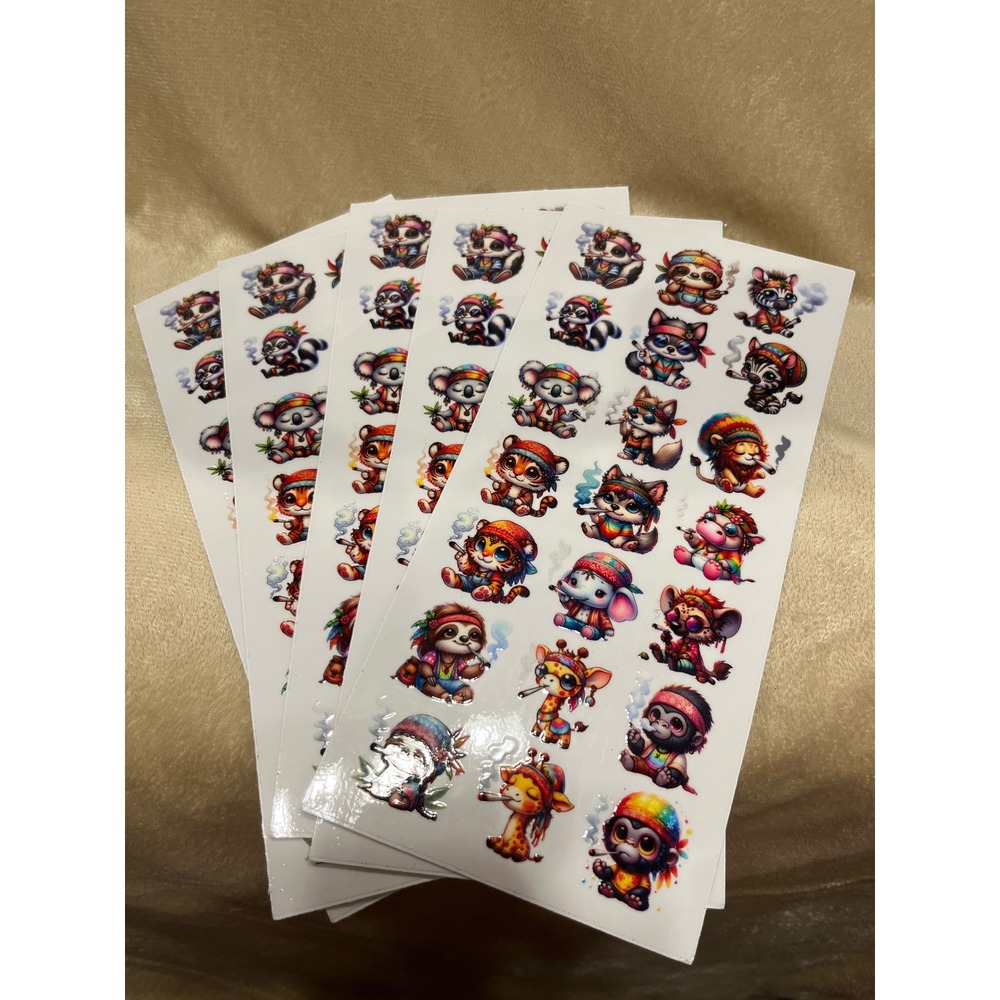 Boho Hippie Animal UV DTF Cup Wrap Stickers - 5 Sheet